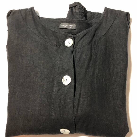 Luca Vanucci made in Italy womens XL linen black button up tunic top lagenlook - Picture 13 of 13